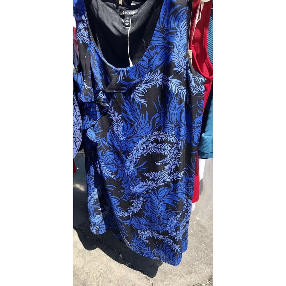 EUC George Dress Sleeveless Black & Blue Floral - Womens Sz 12A